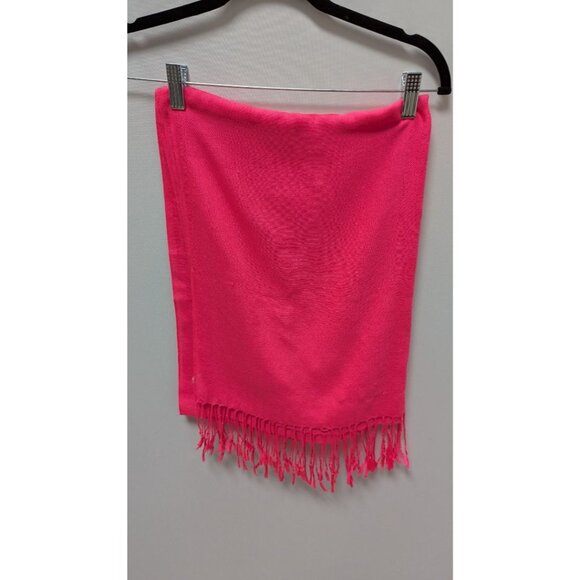 Hot Pink Knit Tassel Fringe Scarf - Picture 1 of 2